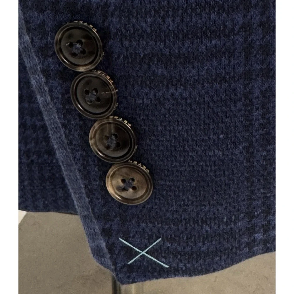 NWT Peter Millar Sport Coat Blazer Wool Silk Linen NAV Blue Plaid 46L Long $1295